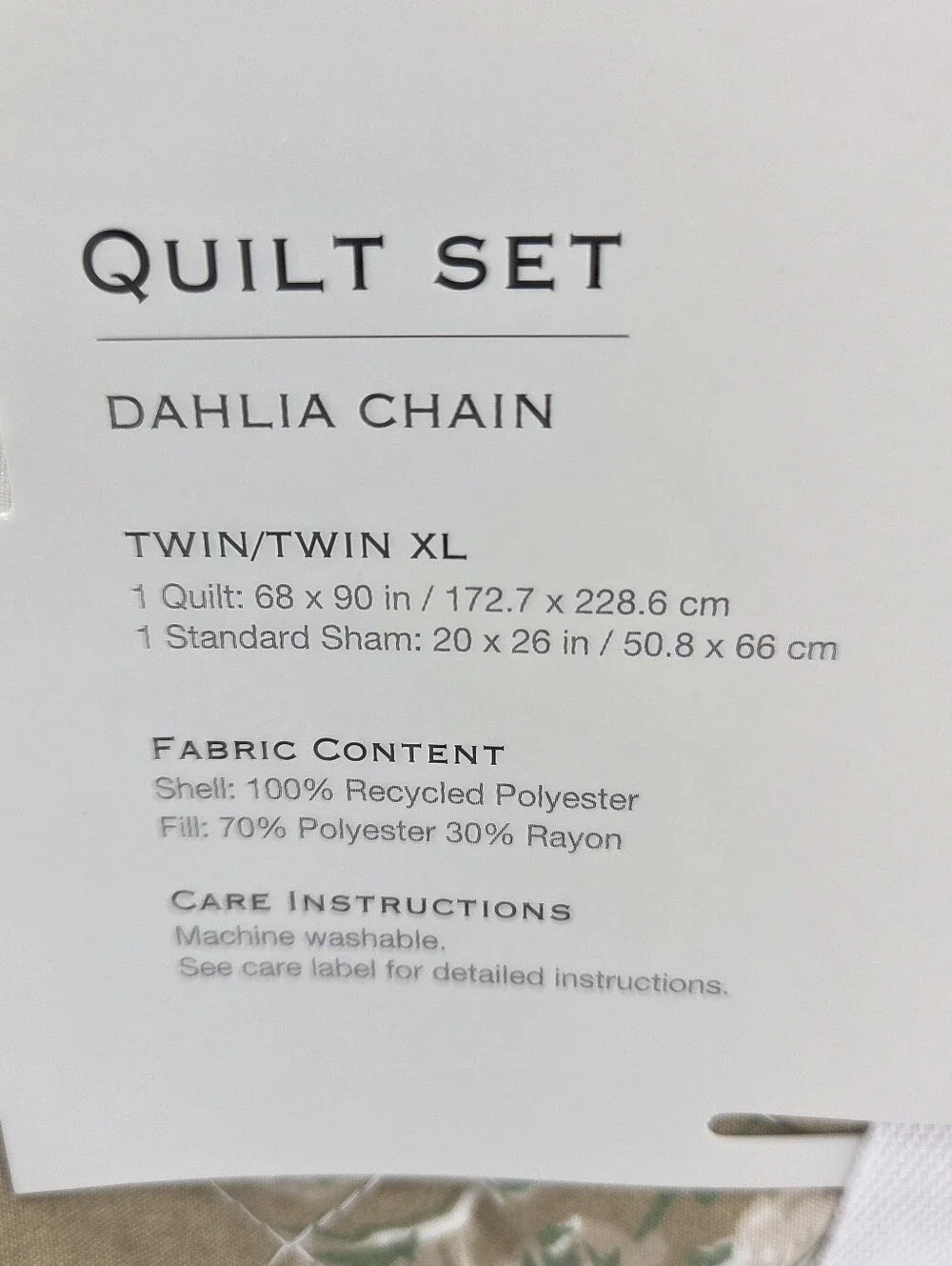 Modern Heirloom Floral Double Ring Quilt Set Twin/Twin XL Nwt